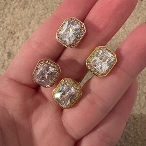 Gold and Rose Gold Crystal Stud Earrings